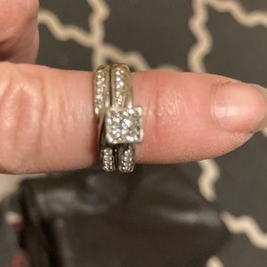 14k white gold wedding set all diamonds are square original cost $2100